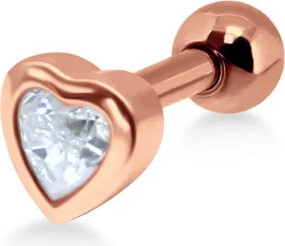 Produktbild von Helix Ohrpiercing 925 Sterling Silber vergoldet Herz mit Zirkonia Material - Silber rosévergoldet Verschlusskugel - 4 mm