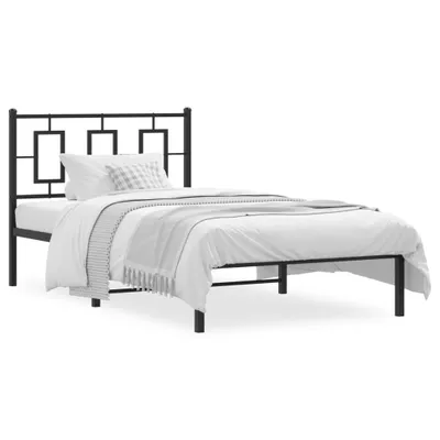 Produktbild von Design Bettgestell mit Kopfteil Metall Schwarz 100x200 cm, Klassische Betten 2024 Neu