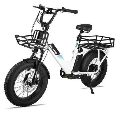 Image de Vélo électrique de transport HILAND, modèle tout-terrain de 20 pouces, pour adultes, équipé d'un moteur puissant de 48V et d'une batterie amovible de 15AH, vélo électrique avec 7 vitesses Shimano