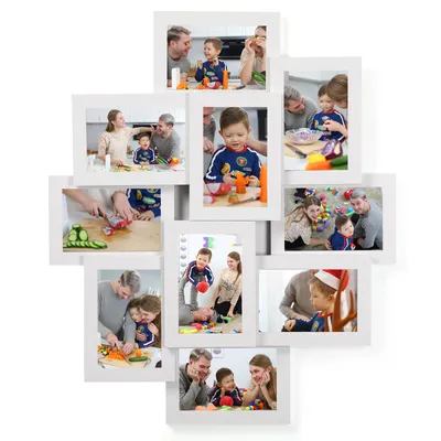 Produktbild von SONGMICS Bilderrahmen Collage für 10 Fotos je 10 x 15 cm aus MDF-Platten Montage erforderlich Weiß RPF20WT