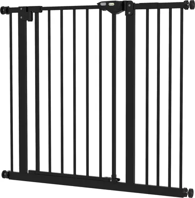 Immagine prodotto di Cancelletto di sicurezza per cani, cancelletto, 74-80/87-94 cm, cancelletto per scale per animali domestici, cancelletto per cani con varie estensioni, cancelletto di protezione senza fori, metallo, plastica, nero |