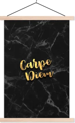 Produktbild von MuchoWow® Textilposter Zitate - Sprichwörter - Gold - Marmor 60x90 cm mit holzfarbenen Rahmen - Textil