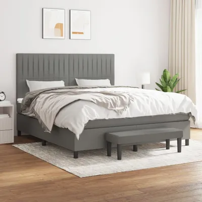 Zdjęcie produktu dla vidaXL Łóżko Boxspring z materacem ciemnoszary 180x200 cm tkanina - Łóżko Boxspring - Boxspringbetten - Bett - Schlafzimmermöbel