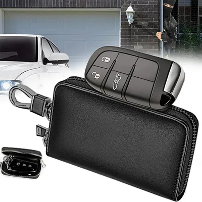 Image de Poche Faraday anti-interférence pour clés de voiture - Étui pour clés - Protection contre le vol de voiture - Cuir PU