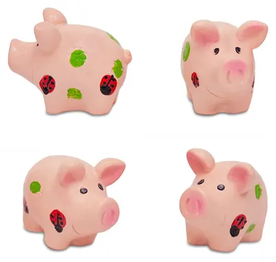 Produktbild von Glücksschwein Deko Set aus Polyresin, ca. 3 × 2,5 cm, Rosa, 4er-Set