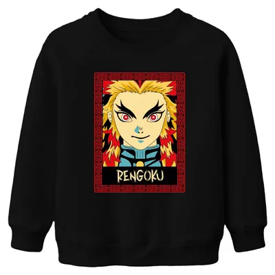 Obrázok produktu pre RENGOKU Kyojuro – Demon Slayer: Anime – Plameň – Darček – Zberateľský – Uni – Detské mikiny, čierna, 152
