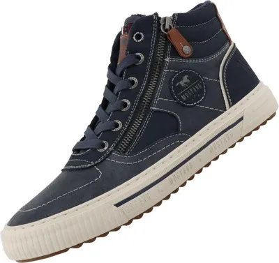Auf dem Bild ist ein blauer Freizeitschuh zu sehen der von der Seite abgebildet ist. Der Schuh hat ein sportliches Design mit einer funktionalen Schnürung und einem strukturierten Obermaterial.