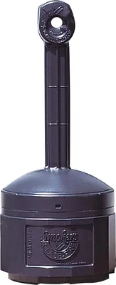 A black outdoor ashtray stand.
