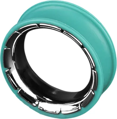Produktbild von viva-adorno 1 Stück 12mm Silikon Flesh Tunnel Plug Ohr Piercing Edelstahl Inlay Größe 8 - 26mm verschiedene Farben Z204, türkis