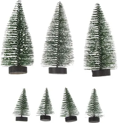 Produktbild von 7 kleine schneebedeckte dekorative Tannenbäume 5 cm und 10 cm