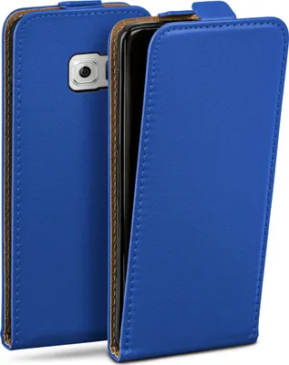 Produktbild von moex® Flip Case kompatibel mit Samsung Galaxy S6 - Hülle mit 360 Grad Schutz, Blau