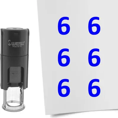 Produktbild von CombiCraft Selbstfärbender Stempel 'Zahl 6' in der Farbe Blau, Ø10mm