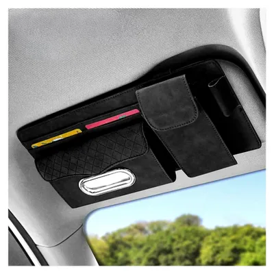 Produktbild von Organizer für die Auto-Sonnenblende, Kartenhalter, verstellbarer Sonnenblenden-Organizer, multifunktionale Aufbewahrungstasche für Sonnenbrillen und Bankkarten (Schwarz)