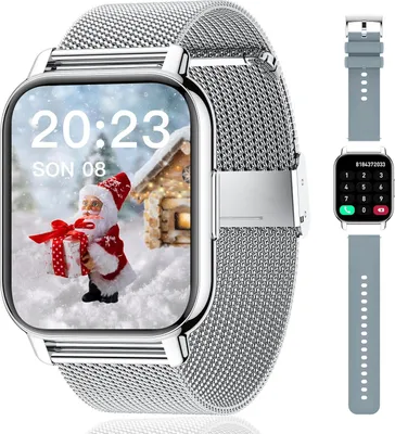 Produktbild von Smartwatch für Damen & Herren 1,85 Zoll Touch-Farbdisplay mit Bluetooth Anrufe Fitness SpO2 Blutdruckmessung Herzfrequenz Schrittzähler Schlafmonitor