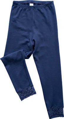 Produktbild von HERMKO 5722 Damen Capri-Leggings mit Spitze, Farbe:marine, Größe:36/38 (S)