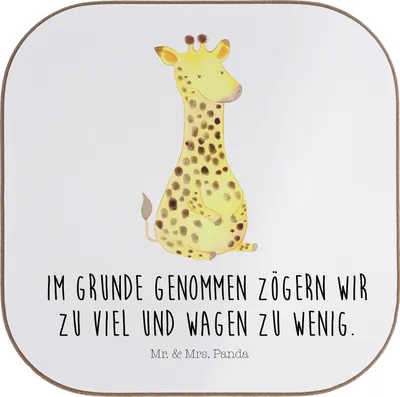 Produktbild von Mr. & Mrs. Panda Untersetzer für Gläser Giraffe Zufrieden - Weiß - Geschenk, gläseruntersetzer, Tischuntersetzer, Glück, Coaster, Abenteuer, Tischschoner, Afrika