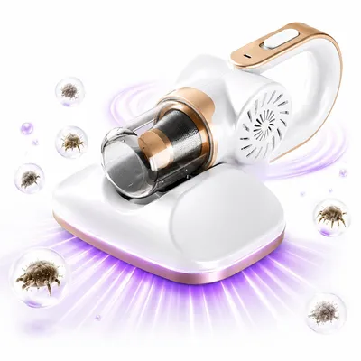Produktbild von 11000Pa Kabelloser Staubsauger, Handstaubsauger, Kabelloser Milbensauger, 253.7nm UVC-Licht, Ultra-leiser tragbarer Staubsauger mit HEPA-Filter, Weiß