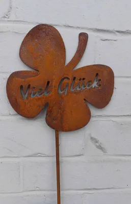 Produktbild von Gartenstab Gartenstecker Beetstecker " Viel Glück " Eisen Rost 78 cm