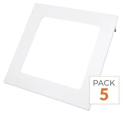 Image de Pack de  5 - Spot LED Encastrable Carré BLANC 18W - Blanc Chaud 2300K - 3500K