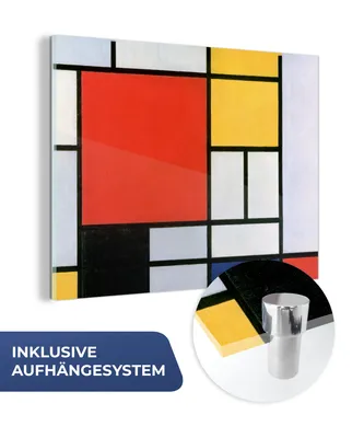Obrázek produktu pro MuchoWow® Obrazy na skle - Nástěnné obrazy - Fotografie na skle Umění - Mondrian - Staří mistři 80x60cm Nástěnná dekorace ze skla - akrylová malba na sklo -