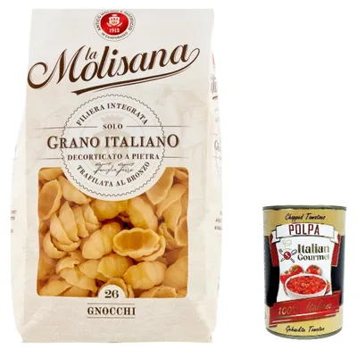 Produktbild von 10x La Molisana Gnocchi N. 26 Pasta Lenta Lavorazione Teigwaren aus Hartweizengrieß Bronze-Zeichnung 500g + Italian Gourmet Polpa 400g