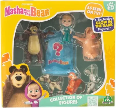 Image de Figurines Masha et Michka, Coffret 7 Figurines avec Surprise, Taille 5-7 cm, Figurine Brillante, A partir de 3 ans