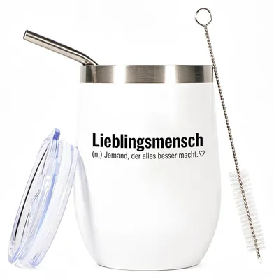 Produktbild von Edelstahl Thermobecher mit Spruch "Lieblingsmensch" 350ml | Geschenk für Frauen