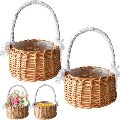 Produktbild von Kleine geflochtene Blumenkörbe für Tischdeko mit Griff