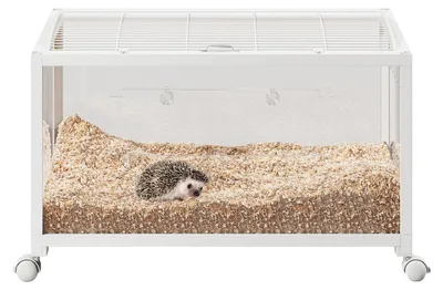 Image de Cage pour hamster, en plastique, dimensions 61 x 41 x 46 cm, adaptée aux petits animaux jusqu'à 2 kg, avec deux ouvertures et 4 roulettes