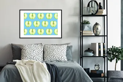 Produktbild von MuchoWow® MuchoWow® Gerahmtes Poster Apfel - Muster - Farben 90x60 cm - Poster mit zchwarzem Bilderrahmen - Wanddekoration - Fotos