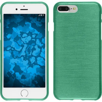 Produktbild von PhoneNatic Case kompatibel mit Apple iPhone 8 Plus - grün Silikon Hülle brushed + 2 Schutzfolien