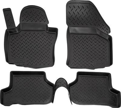 Image de Tapis De Sol En Caoutchouc TPE Pour Seat Leon 2005-2012 4pcs, Système de Fixation Bord Haut Noir Antidérapant Toutes Saisons
