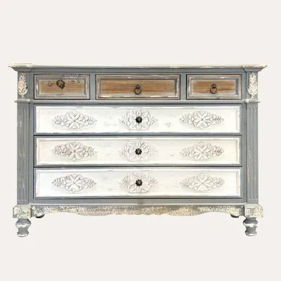 Produktbild von KEYHOMESTORE | Holzschrank im Shabby-Chic-Stil, 116 x 40 x 82 cm (Höhe)