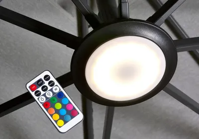Produktbild von Sonnenschirmbeleuchtung LED mehrfarbig schwarz Sonnensegel Platinum - Platinum