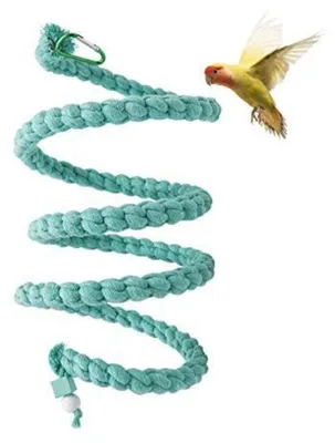 Image de Barre d'observation pour oiseaux, 150 cm, balançoire en spirale avec fonction d'escalade, couleur bleue, en coton