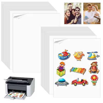 Imagen del producto de Papel adhesivo vinílico, resistente al agua, 50 hojas, formato A4, para impresoras de inyección de tinta