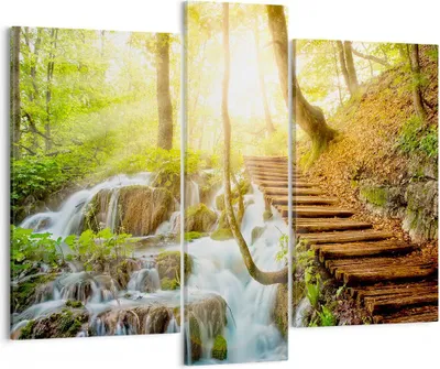 Produktbild von Bild auf Leinwand - Leinwandbild - Park Wasserfall Wasser - 95x80cm - Wand Bild - Wanddeko - Leinwanddruck - Bilder - Kunstdruck - Wanddekoration - Leinwand bilder - Wandkunst - CB95x80-3639