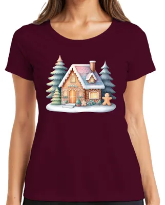 Immagine prodotto di Maglietta da donna Gingerbread House - Regalo di Natale, borgogna, XL
