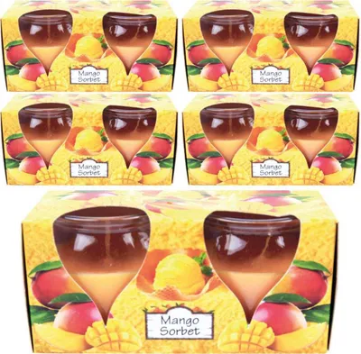 Produktbild von Duftkerzen Creation 10er Pack im Glas, lange Brenndauer und angenehmer Duft ( Mango Sorbet )