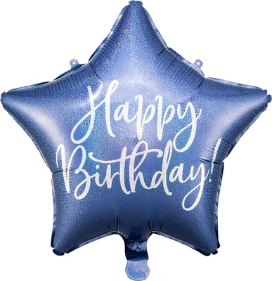 Immagine prodotto di Palloncino in foil stella con scritta Happy Birthday 40cm blu