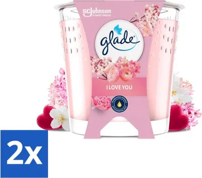Obrázek produktu pro Glade - I Love You - 100% řepkový vosk a veganská vůně - 112 g - výhodné balení - 2 kusy