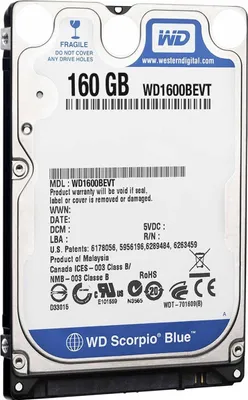 Obrázok produktu pre Pevný disk WD Scorpio Blue 2,5" – kapacita 160 GB – SATA – 5400 ot./min – vyrovnávacia pamäť 8 MB – Hot-Swap – zásuvný modul