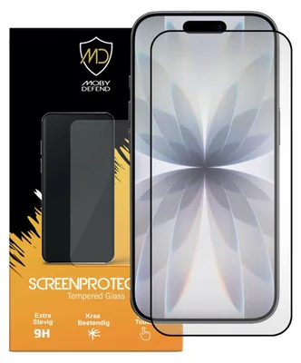 Productafbeelding van MobyDefend Screenprotector - Geschikt voor iPhone 17  -  Screensaver Met Zwarte Randen - Gehard Glas