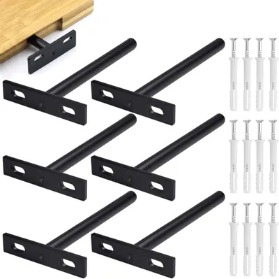 Produktbild von 6 Stück Schwebende Regalhalterung Unsichtbare Regalträger Schwimmender Regalbodenträger Schwerlast Tablarträger 121 * 70mm Regalhalter Verdeckt mit 12 Schrauben und Expansionsrohre für Regale