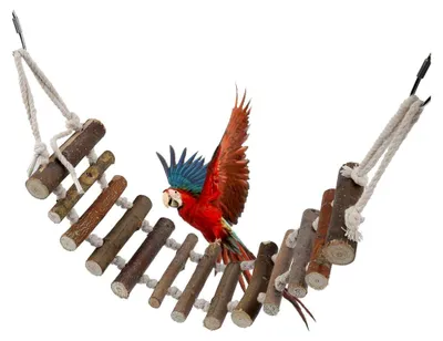 Produktbild von Vogelspielzeug Holzleiter Strickleiter mit Seil für Wellensittiche Sittiche Papageien