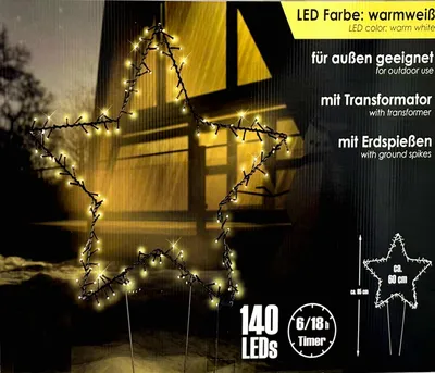 Immagine prodotto di Stella di Natale XXL LED in metallo con alimentatore incluso 140 LED bianco caldo