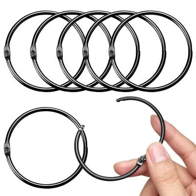 Produktbild von 20 Vorhangringe, 50 mm, runde Vorhangclips, Metallclips für Duschvorhänge und Gardinenstangen (schwarz)