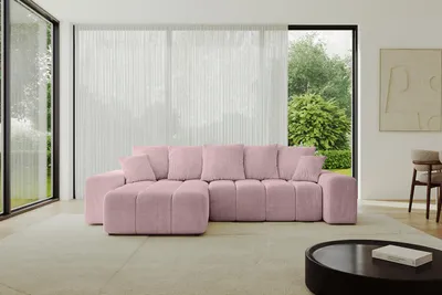Produktbild von ALTDECOR Ecksofa mit Schlaffunktion und Bettkasten ENIL-L 297x189x68 cm Rosa - Corner Sofa Eckcouch Couch L-Form Schlafcouch Ausziehbar Wohnlandschaft