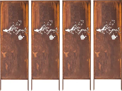 Image de PANNEAU DE JARDIN DECORATION PANNEAU DE JARDIN CNC 50 x 160 CM CM PORTE EN CAOUTCHOUC CORTEN FLEUR GRILL SHIELD - SET OF 4 pieces
