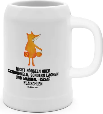 Produktbild von Mr. & Mrs. Panda Krug Fuchs Laterne - Weiß - Geschenk, Bier Humpen, Gute Laune, Seidel, Positiv, Sankt Martin, Steinkrug, Optimistisch